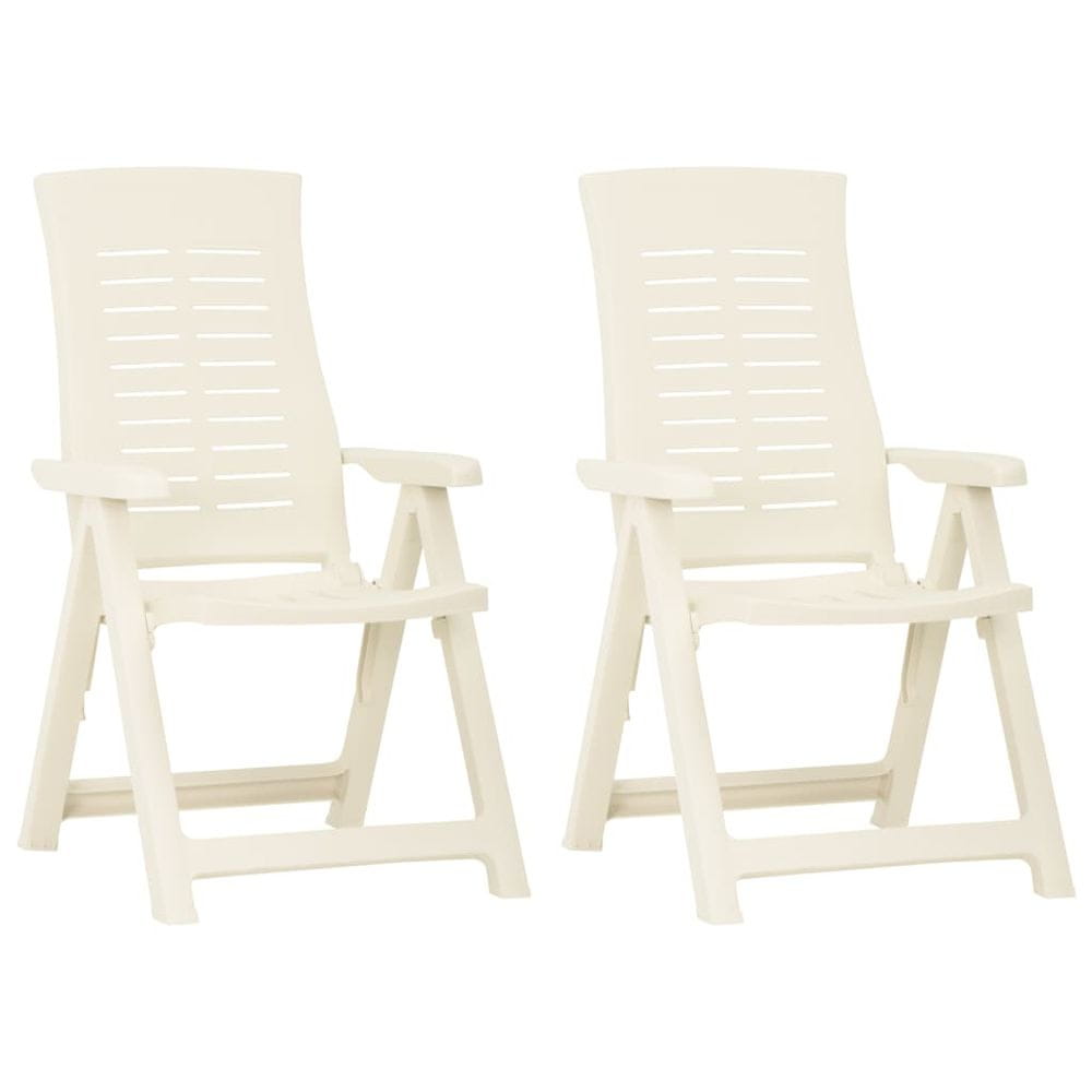Vidaxl Záhradné sklápacie stoličky 2 ks plastové biele